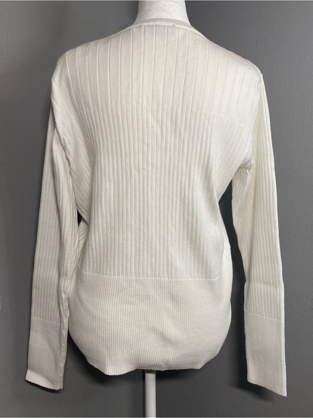 Croft & Barrow - White Ribbed Button-Up Cardigan - Picture 2 of 3